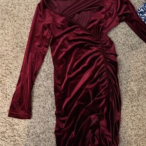 Elegant Burgundy Velvet Dress